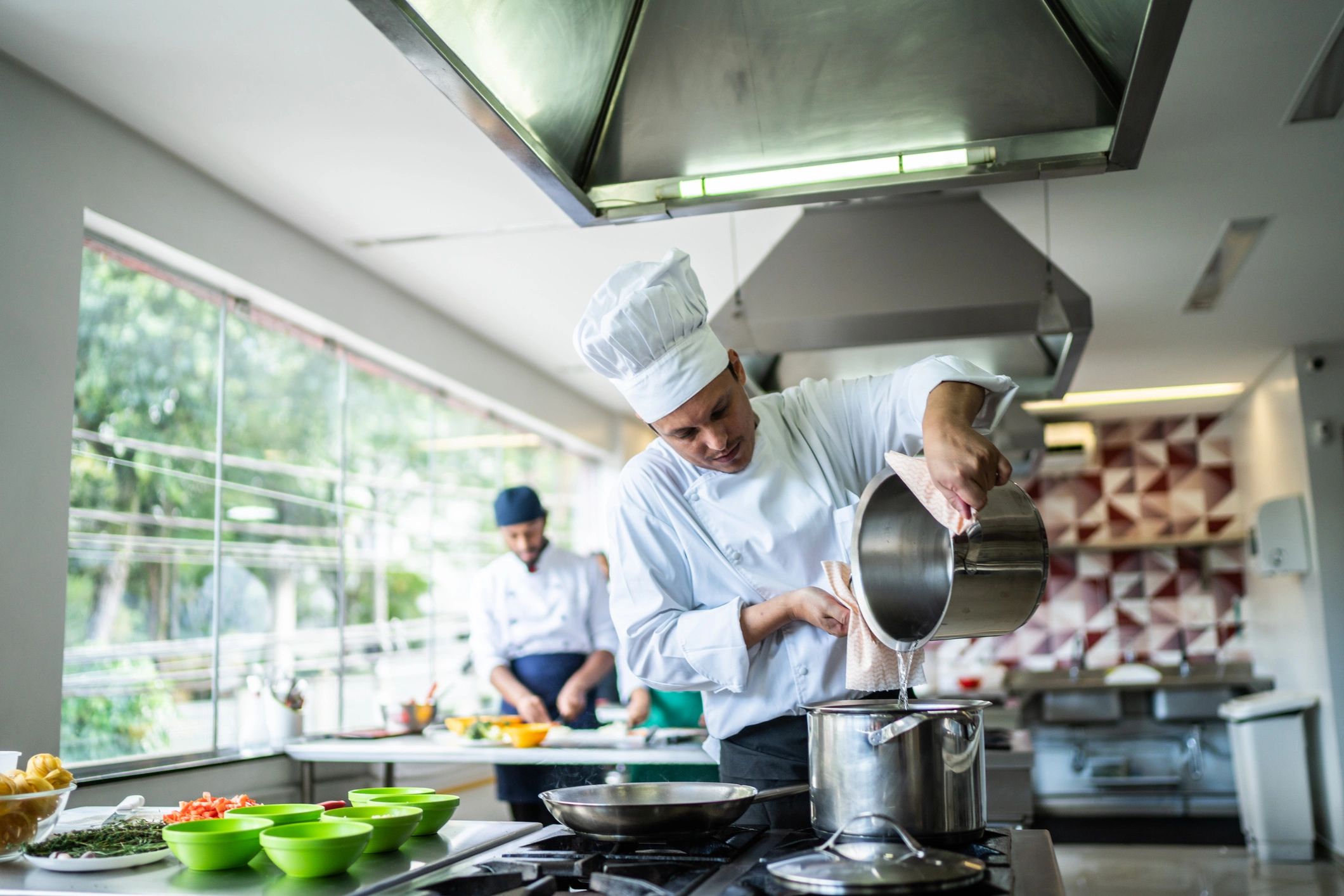 Chef working in a commercial kitchen